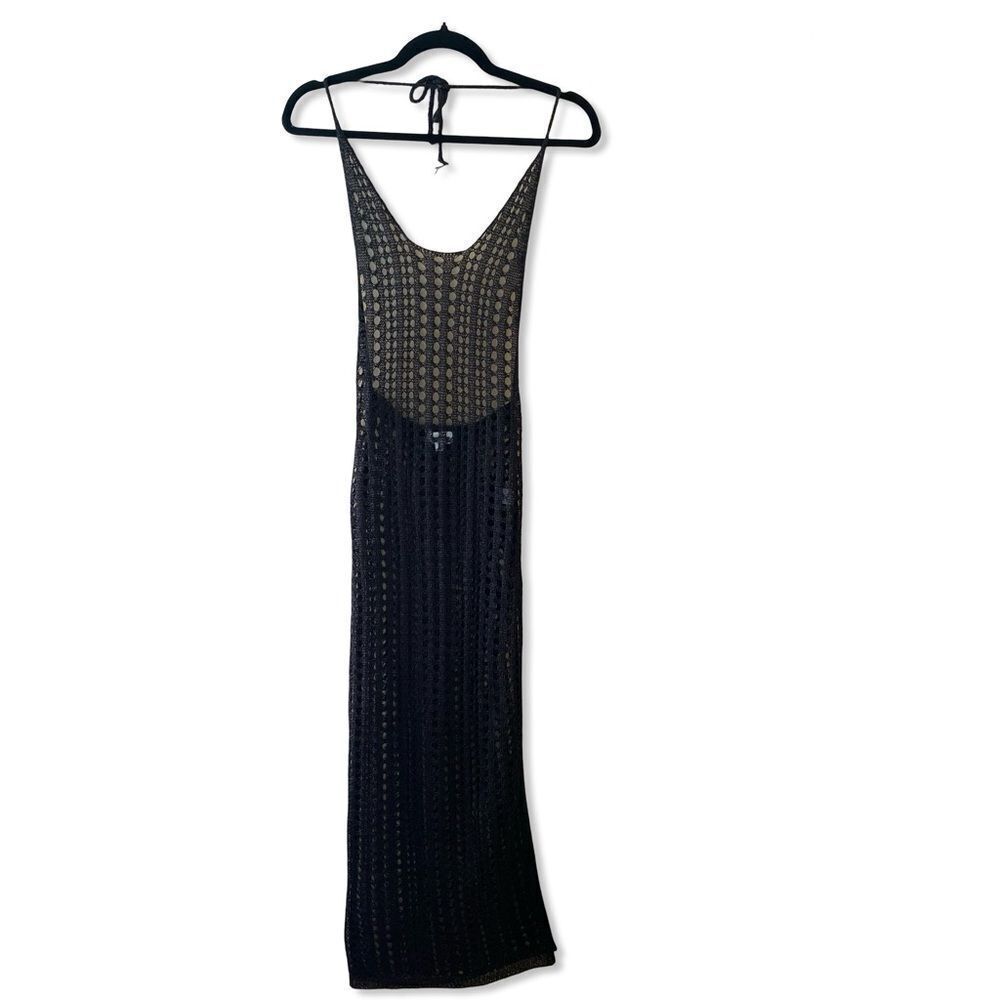 Superdown Renata Dress black sheer halter swim cover up mesh midi maxi Revolve - Picture 7 of 10
